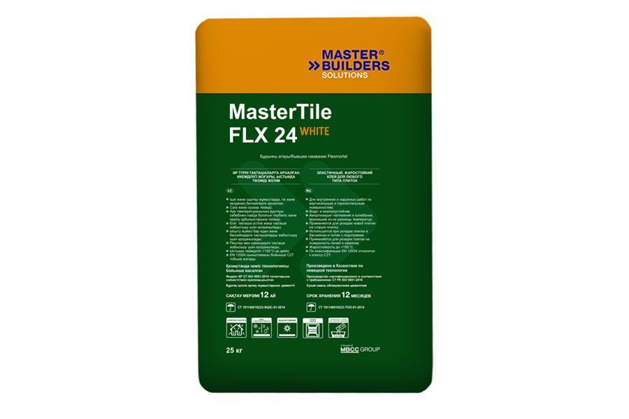 MasterTile FLX 24 white Клей влагост.(+150)  25кг.Расход: 25кг/20м2 (при толщине слоя 1мм