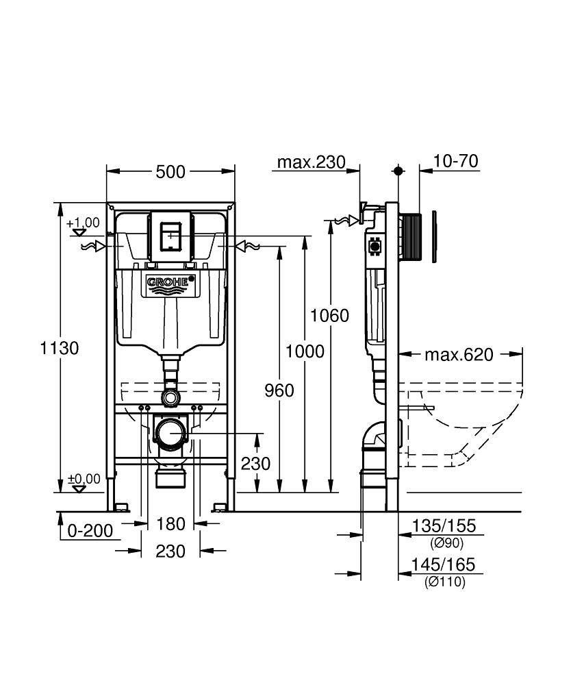 210 604 Инсталляция Grohe SOLIDO  для  подвесного унитаза  38811000