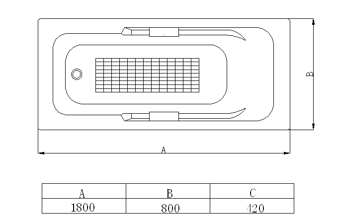 Ванна чугунная SW-027  1800*800*420  с ручками 1614