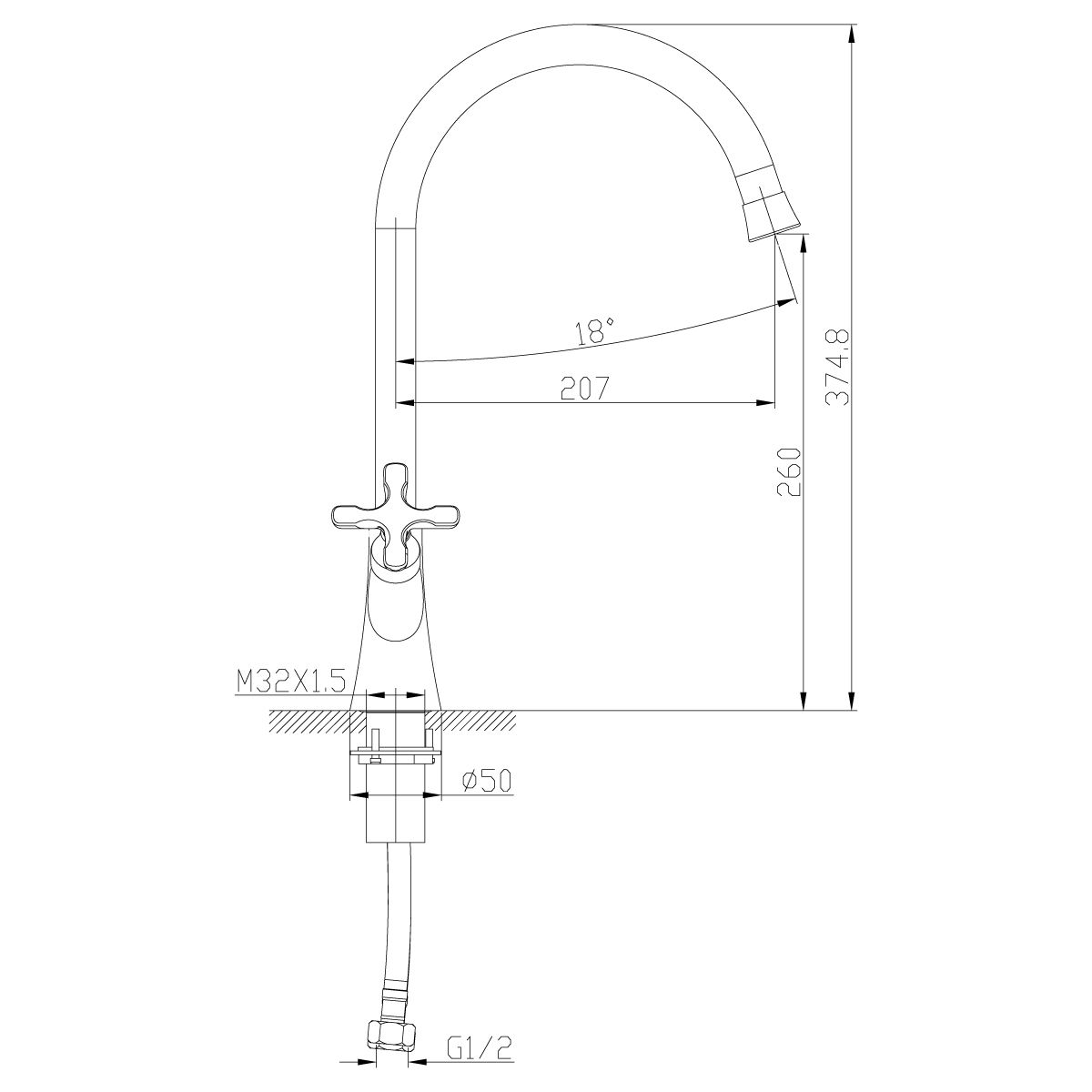 LM5704C "Дуэтто" Смеситель для кухни с поворотным изливом, хром (к/к 6)