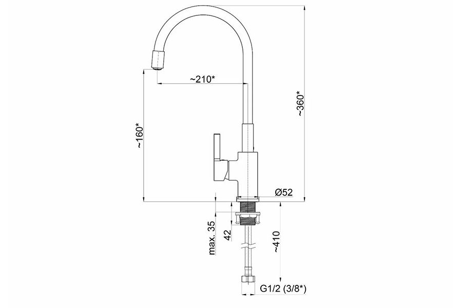 FL30068 Flexy-33 (BK) Смеситель для кухни гибкий черный гусак