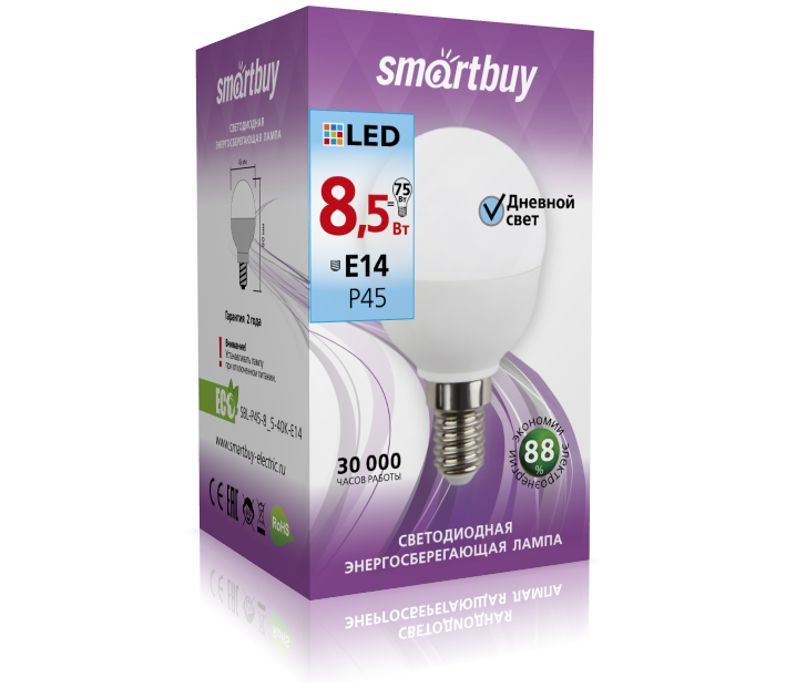 Светодиодная LED лампа Smartbuy-P45-8.5W/4000/Е14 SBL-P45-8_5-4 4690626039995